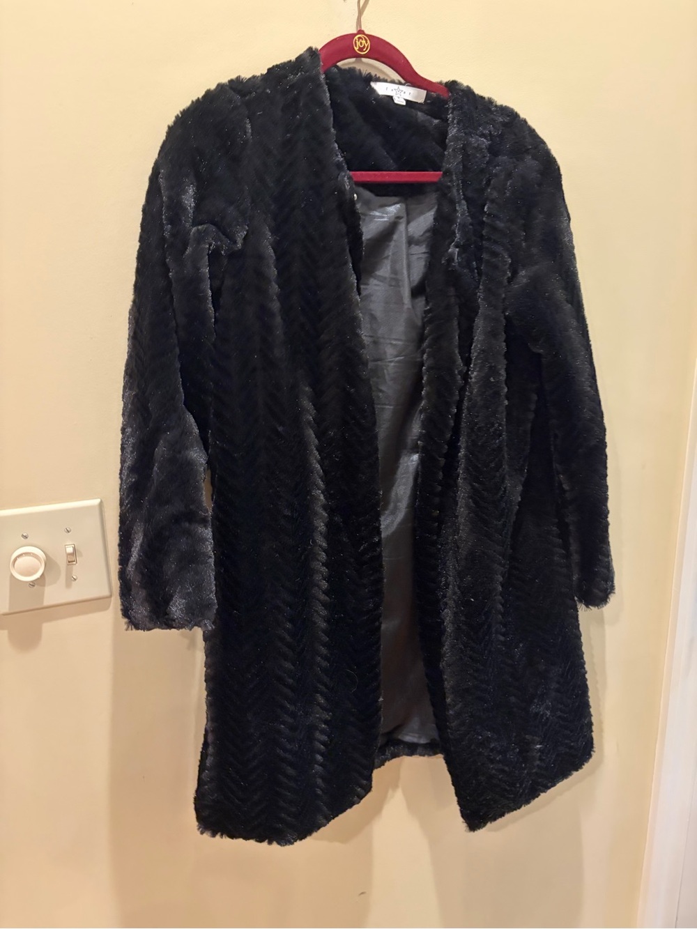 Fever Black Plush Faux Fur Coat